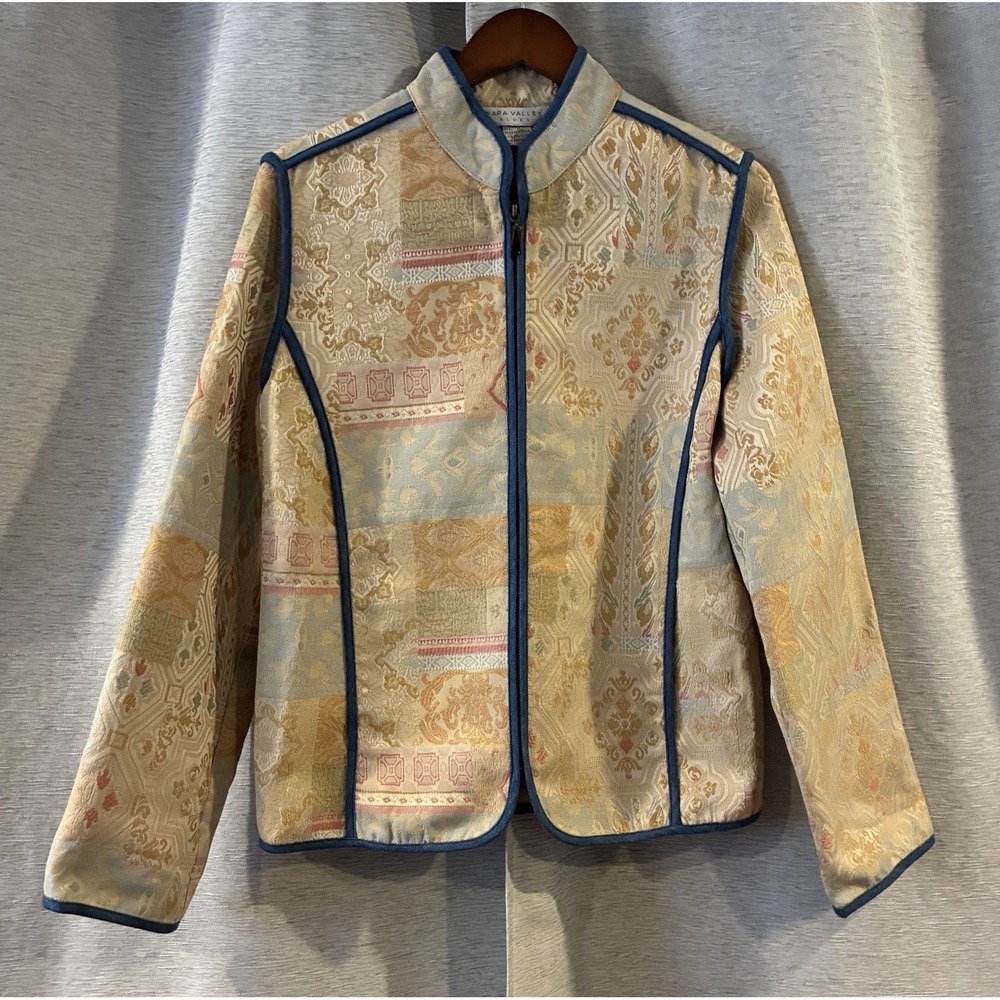 Napa Valley Blues Womens Medium Jacket zip up long‎ sleeve Tapestry Blazer Coat